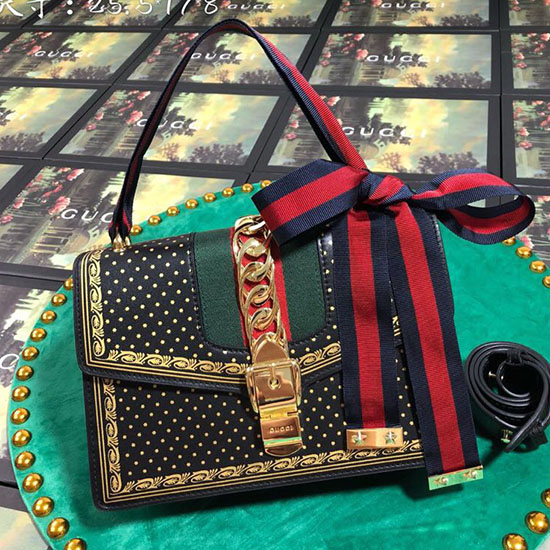 Gucci Sylvie μικρή τσάντα ώμου μαύρη 421882