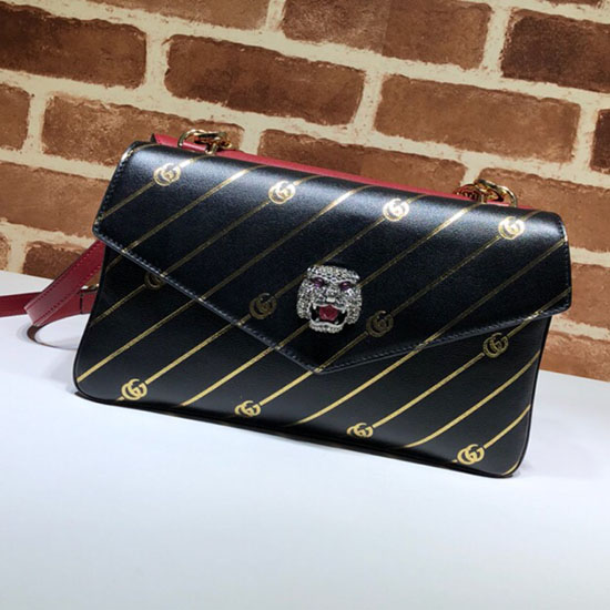 Gucci μεσαία διπλή τσάντα ώμου ασπρόμαυρη 524822