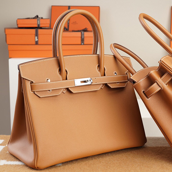 Hermes Epsom δερμάτινη τσάντα Birkin καφέ Hb253035