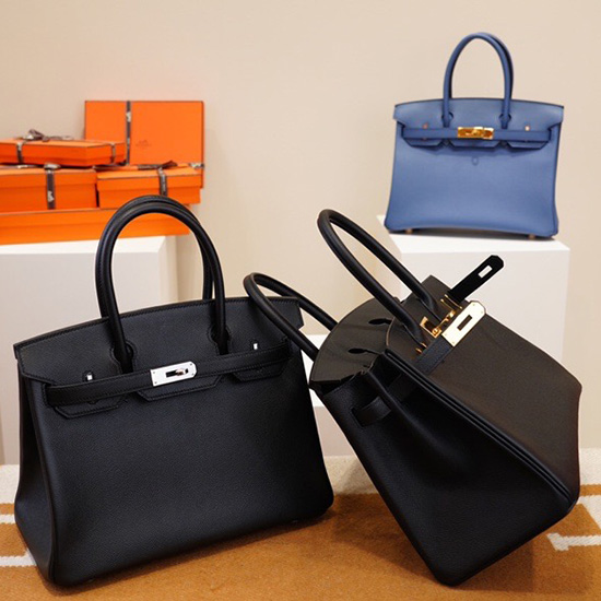 Hermes Epsom δερμάτινη τσάντα Birkin μαύρη Hb253035