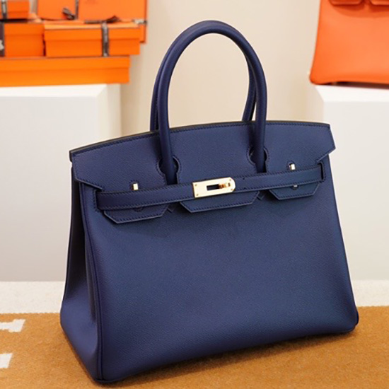 Hermes Epsom δερμάτινη τσάντα Birkin μπλε Hb253035