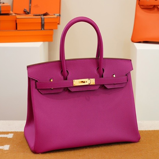 Hermes Epsom δερμάτινη τσάντα Birkin μωβ Hb253035