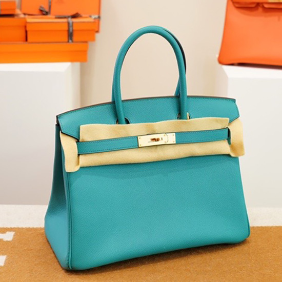 Hermes Epsom δερμάτινη τσάντα Birkin πράσινη Hb253035