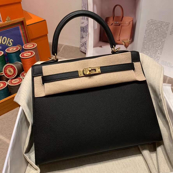 Hermes Epsom δερμάτινη τσάντα Kelly μαύρη Hk283221