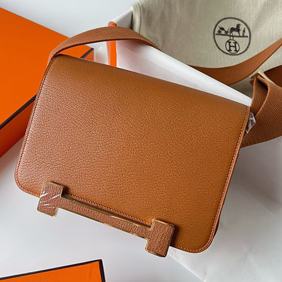 Hermes Geta Chevre τσάντα χρυσοκαφέ Hg06211