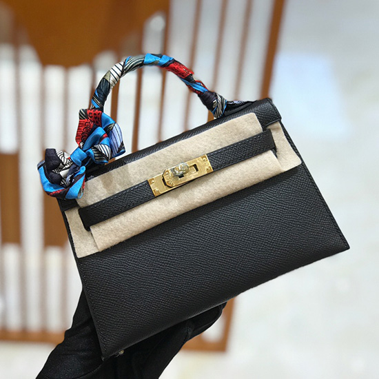 Hermes Mini Kelly Ii τσάντα μαύρη H82401