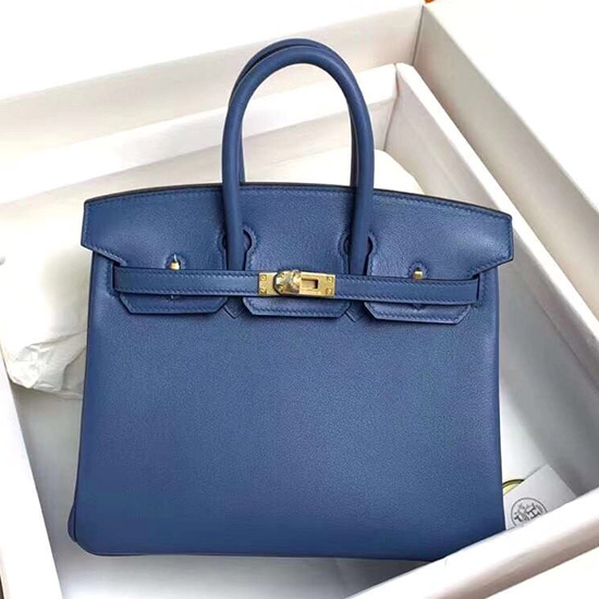 Hermes Swift δερμάτινη τσάντα Birkin Bieu Agate Hb10231