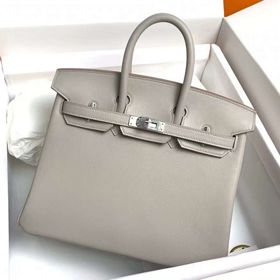 Hermes Swift δερμάτινη τσάντα Birkin Gris Perle Hb10231