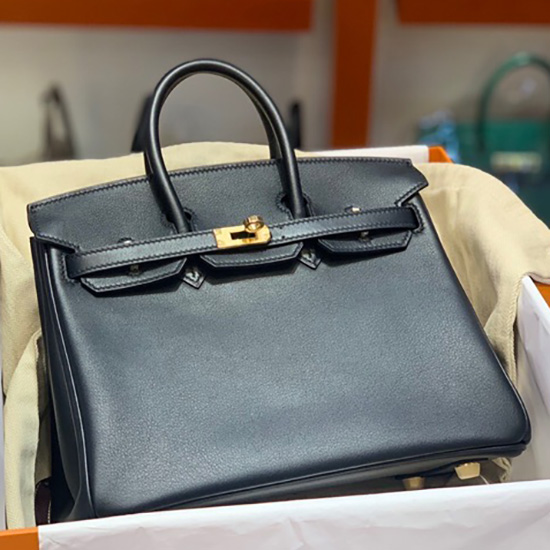 Hermes Swift δερμάτινη τσάντα Birkin μαύρη Hb2530356