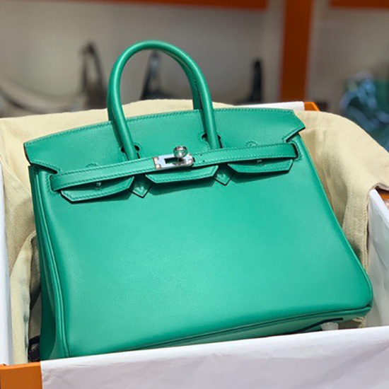 Hermes Swift δερμάτινη τσάντα Birkin πράσινη Hb2530356