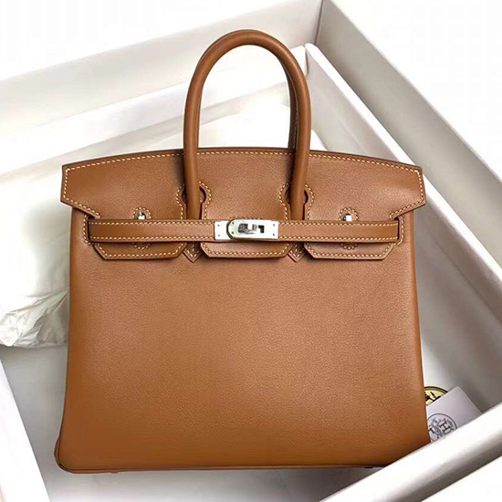 Hermes Swift δερμάτινη τσάντα Birkin χρυσοκαφέ Hb10231