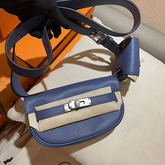 Hermes Swift δερμάτινη τσάντα Kelly Moove μπλε Hkm0319