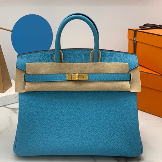 Hermes Togo δερμάτινη τσάντα Birkin Blue De Nord Hb2530357