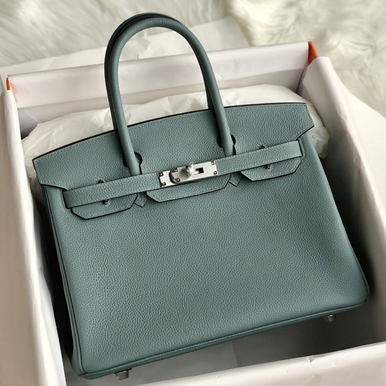 Hermes Togo δερμάτινη τσάντα Birkin Ciel Hb253001