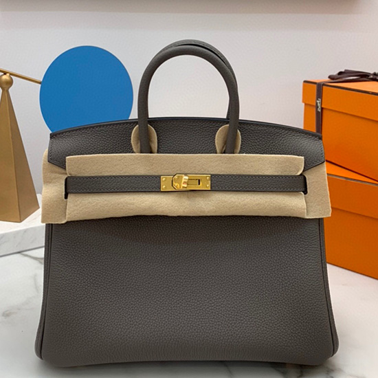 Hermes Togo δερμάτινη τσάντα Birkin Etain Hb2530357