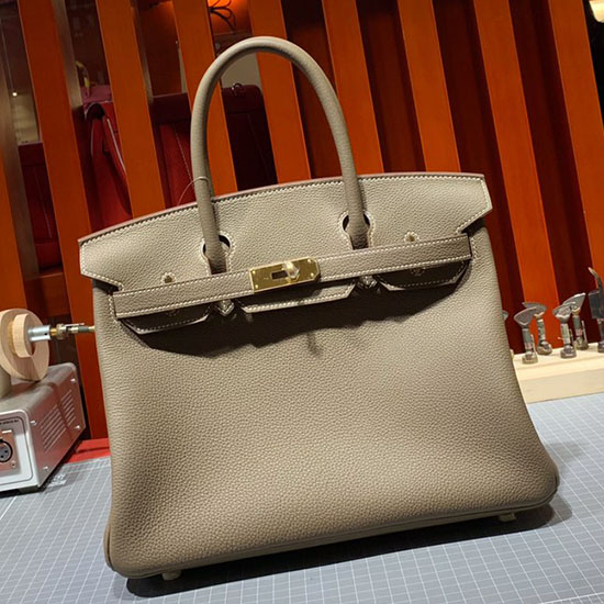 Hermes Togo δερμάτινη τσάντα Birkin Gri Elephant Hb30191