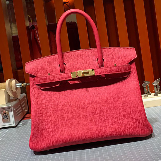 Hermes Togo δερμάτινη τσάντα Birkin Rose Extreme Hb30191