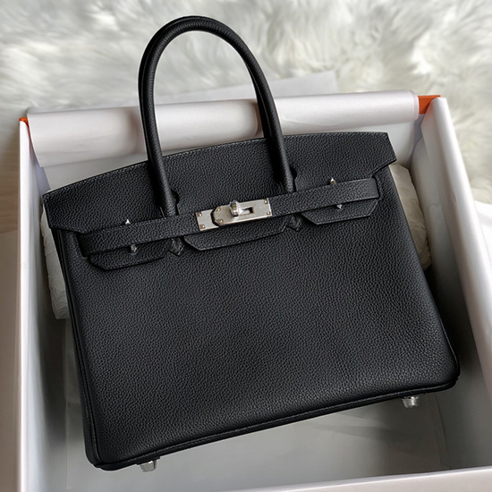 Hermes Togo δερμάτινη τσάντα Birkin μαύρη Hb253001