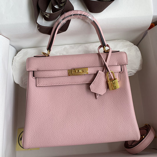 Hermes Togo δερμάτινη τσάντα Kelly Rose Saiura Hkt0408