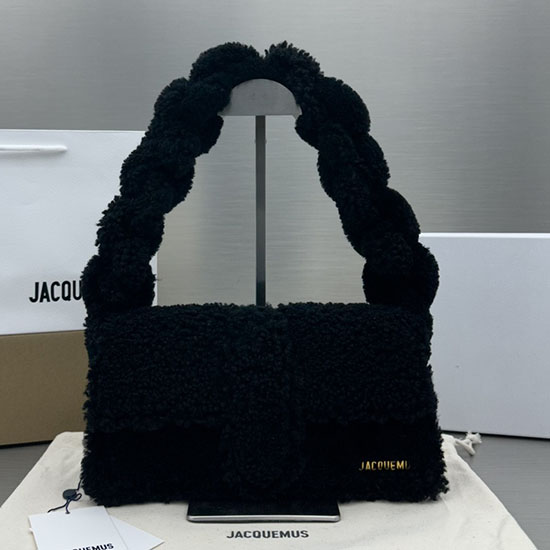 Jacquemus Le Bambino μακριά μάλλινη τσάντα μαύρη Jw2036