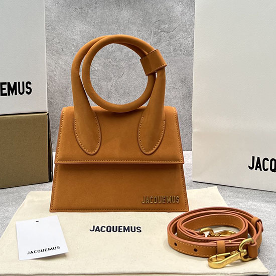 Jacquemus Suede Le Chiquito Noeud κουλουριασμένη τσάντα πορτοκαλί J2023