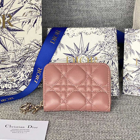 Lady Dior Lambskin Voyageur μικρό τσαντάκι με κέρματα γυμνό S0985