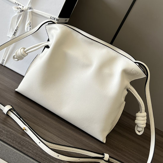 Loewe Flamenco κόμπος μικρό Bucket Bag λευκό L10855