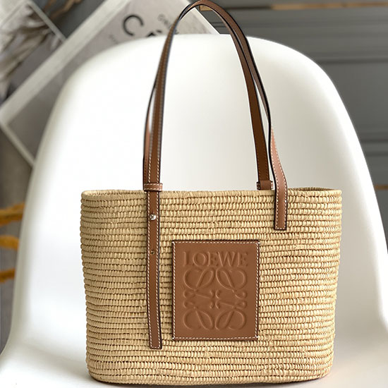 Loewe μικρή τσάντα καλαθιού Raffia καφέ L10112