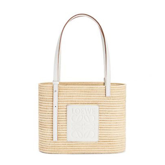 Loewe μικρή τσάντα καλαθιού Raffia λευκή L10112