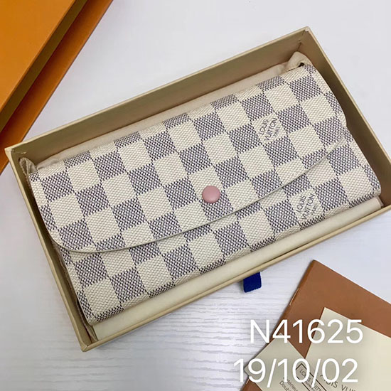 Louis Vuitton Damier Azur Emilie πορτοφόλι τριαντάφυλλο μπαλαρίνα N41625