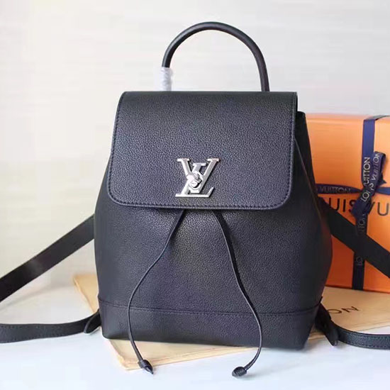 Louis Vuitton ελαστικό δερμάτινο Lockme σακίδιο νουάρ M42281