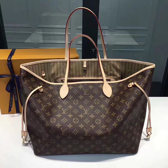 Louis Vuitton μονόγραμμα καμβάς Neverfull Gm M40990 με μπεζ εσωτερικό