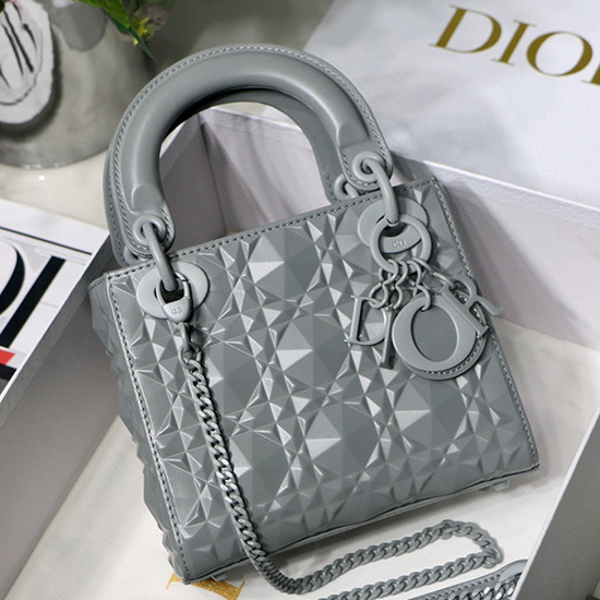 Mini Lady Dior τσάντα γκρι Dm6003