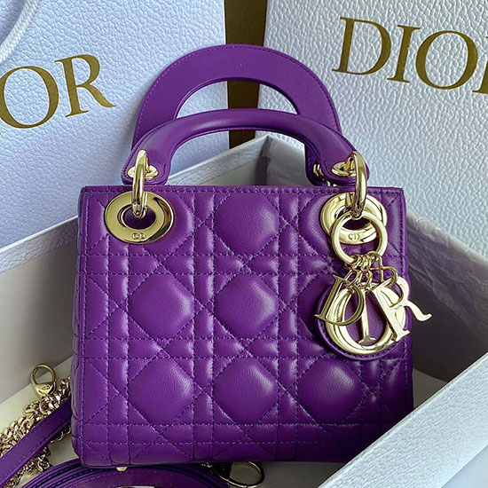 Mini Lady Dior τσάντα μωβ D3310