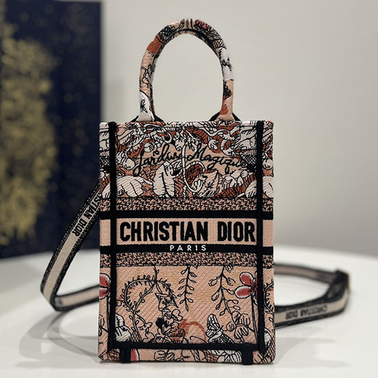 Mini Tote τσάντα Dior κεντητό καμβά Db04183