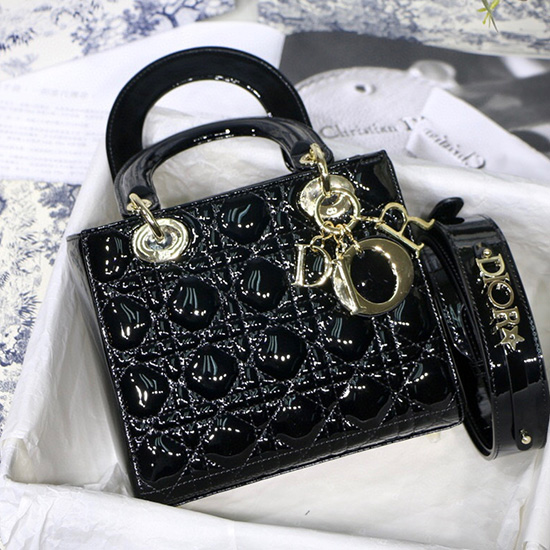 My Lady Dior Patent Bag μαύρη M8001