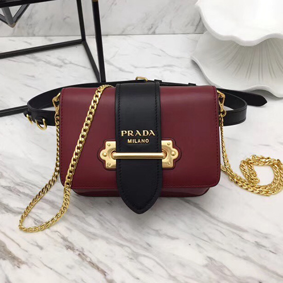 Prada Cahier τσάντα ζώνη μπορντό 1bl004