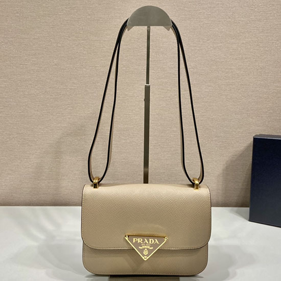 Prada Embleme τσάντα ώμου Saffiano μπεζ 1bd320