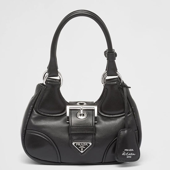 Prada Moon Padded Nappa-δερμάτινη τσάντα μαύρη 1ba381