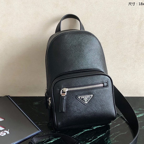 Prada Saffiano σακίδιο πλάτης με έναν ώμο μαύρο 2vz031