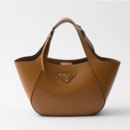 Prada μεσαία δερμάτινη τσάντα Tote Camel 1bg483