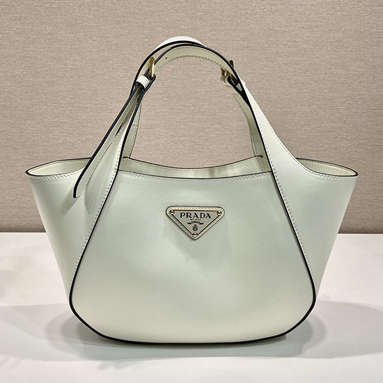 Prada μεσαίο δερμάτινο Tote Bag λευκό 1bg483