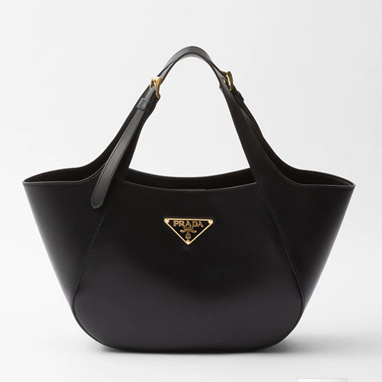 Prada μεσαίο δερμάτινο Tote Bag μαύρο 1bg483