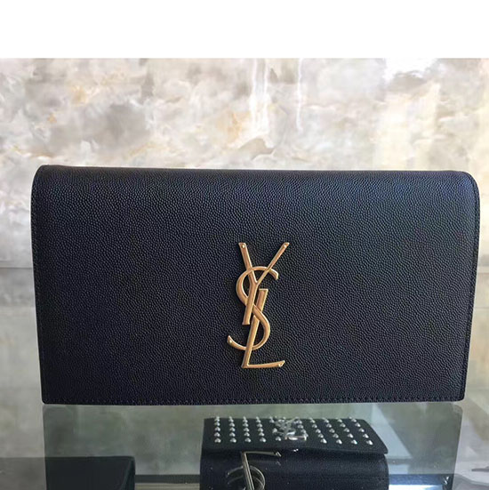 Saint Laurent Cassandre τσαντάκι Clutch με κόκκους μαύρο Y230320