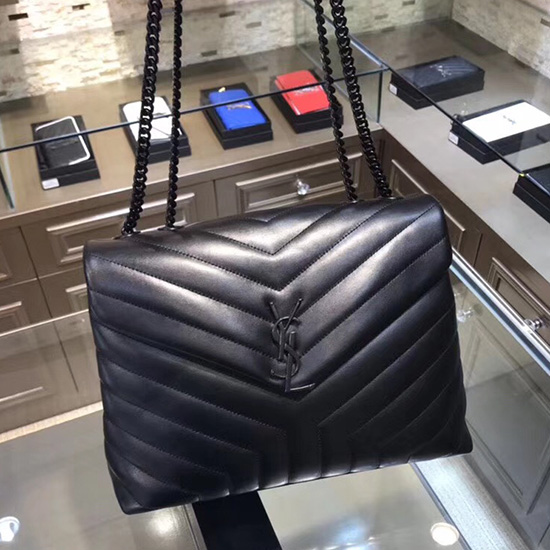 Saint Laurent Medium Loulou Chain Bag με μαύρο υλικό 459749