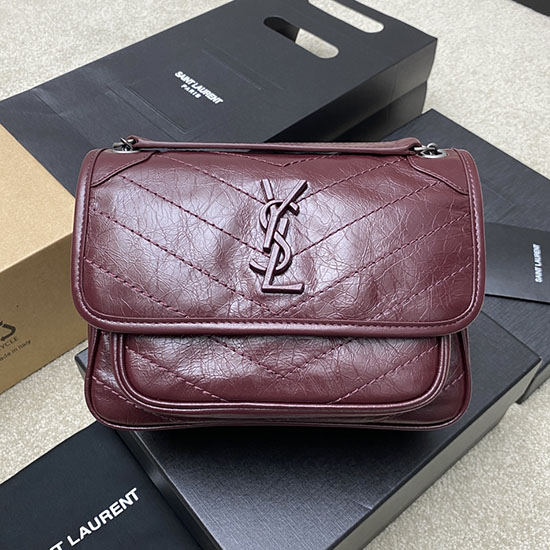 Saint Laurent μικρή νίκη τσάντα μπορντό 498892