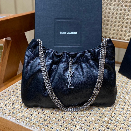 Saint Laurent μονόγραμμα Hobo Bag μαύρη 681632