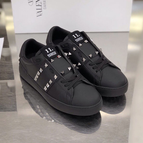 Valentino Garavani Rockstud δερμάτινα αθλητικά παπούτσια μαύρο Vs18069