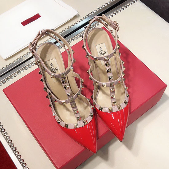 Valentino Patent Rockstud αντλία σε κλουβί κόκκινο Vs03082