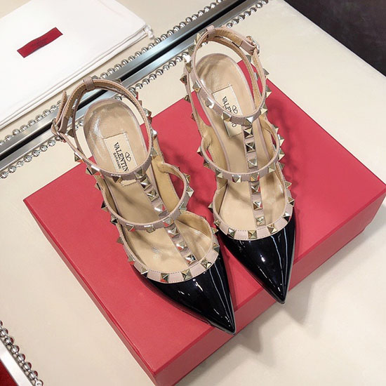 Valentino Patent Rockstud αντλία σε κλουβί μαύρο Vs03082